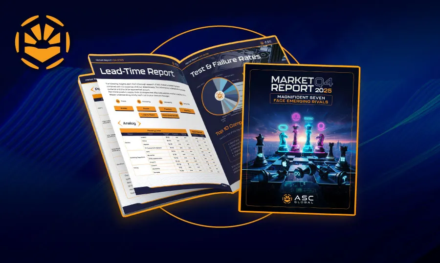 Market-Report-Q4-2025-Banner Banner for ASC Global’s Market Report featuring news on the Magnificent Seven facing emerging AI rivals, including NVIDIA and OpenAI’s $100B partnership, AMD’s collaboration with OpenAI on AI infrastructure, and other key market updates and industry insights