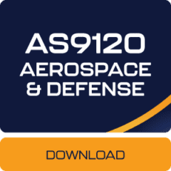 Button labeled 'AS 9120:2016 Certification' linking to ASC Global's compliance with quality management guidelines for distributors in the aerospace industry