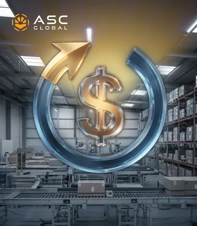 Banner promoting excess inventory solutions that help recover capital from unused electronic components, reduce warehouse space and carrying costs, minimize obsolescence risk through timely resale, and streamline operations by removing inactive stock.