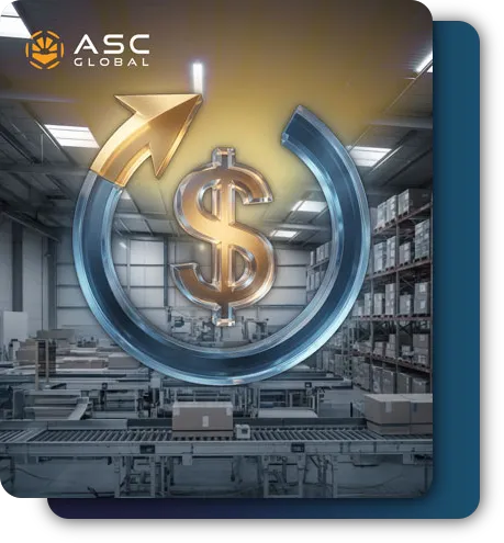 Banner promoting excess inventory solutions that help recover capital from unused electronic components, reduce warehouse space and carrying costs, minimize obsolescence risk through timely resale, and streamline operations by removing inactive stock.