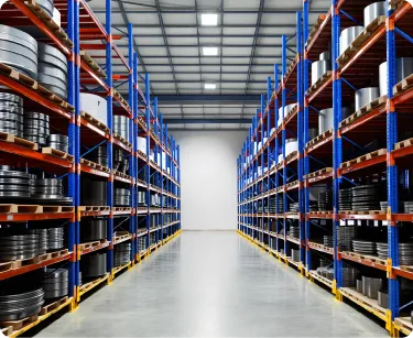 industrial_warehouse_img Photograph of organized industrial components in a warehouse representing ASC Global’s operational streamlining through end-to-end logistics, clearance, packaging, and global resale execution.