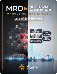 Download button featuring the cover of ASC Global's MRO Market Report Q1 2026, linking to the PDF edition with industrial market insights, supply chain trends, and procurement updates.