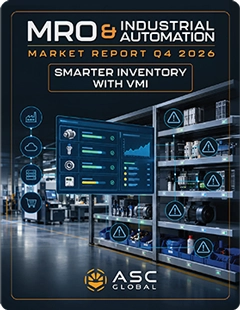 Download button featuring the cover of ASC Global's MRO Market Report Q4 2026, linking to the PDF edition with industrial market insights, supply chain trends, and procurement updates.
