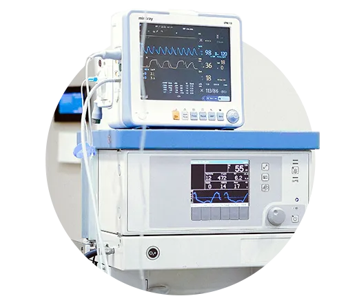 Advanced medical equipment setup in a clinical environment, representing ASC Global's component solutions and services for the Medical industry.