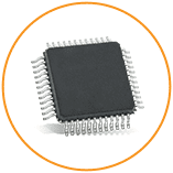 Close-up image of a microcontroller chip, representing one of the advanced electronic components offered by ASC Global for various industrial applications
