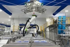 Illustration of advanced industrial robots operating within a smart manufacturing facility, supported by digital control systems, automation software, and connected production lines. The image represents the strategic collaboration between Comau and OMRON Robotics to expand industrial automation, improve operational efficiency, and deliver scalable robotics solutions for electronics, semiconductor, medical manufacturing, and intralogistics applications.