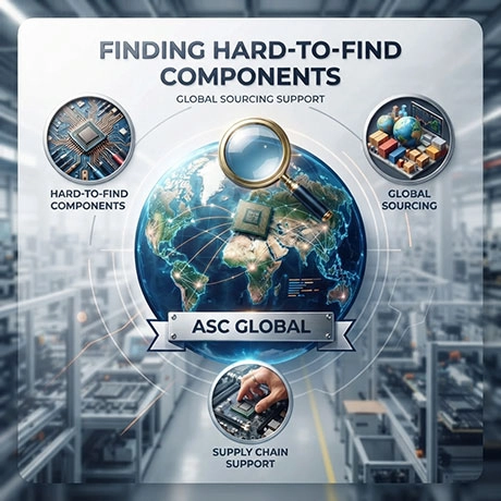 vendor_image_06 Procurement professional searching for a hard-to-find MRO component among documents, product boxes, and supplier information, illustrating strategic sourcing for obsolete, discontinued, allocated, and limited-availability parts.